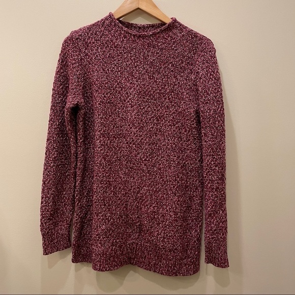 Loft Pink and Purple Knit Mock Neck Sweater - Picture 1 of 7
